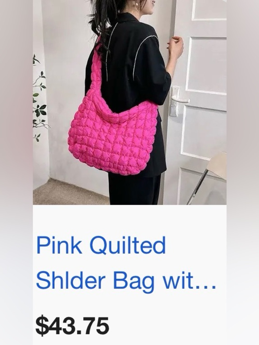 Quilted Pink Shoulder Bag - Stylish Everyday Tote